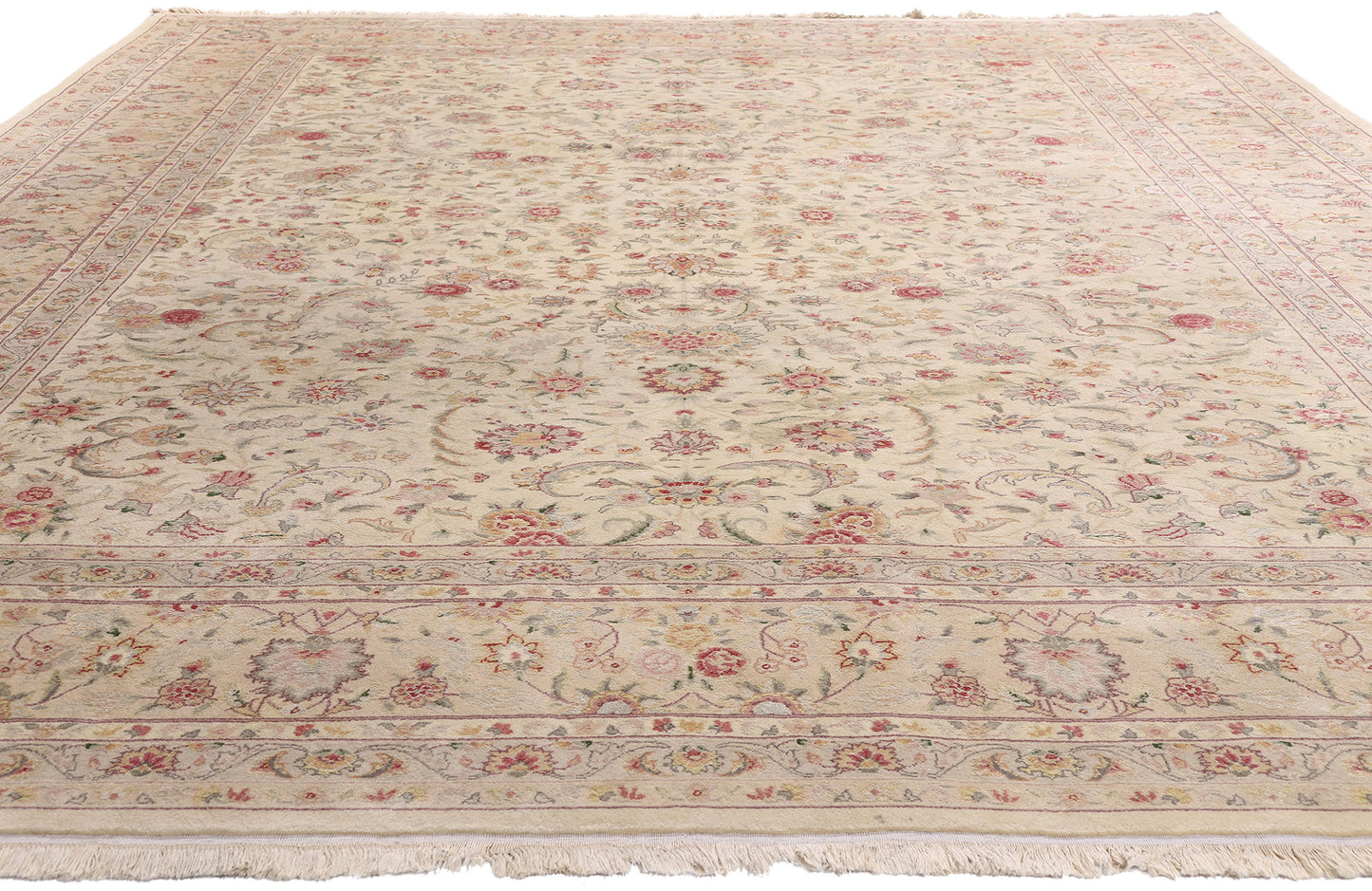 9 x 12 Vintage Ivory Chinese Tabriz Rug 79246