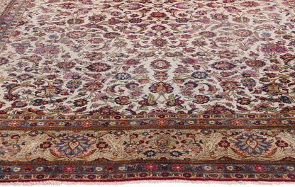 7 x 10 Antique Ivory Persian Silk Kashan Rug 61318