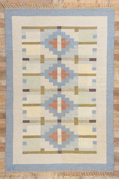 7 x 10 Karin Jonsson Vintage Swedish Rollakan Rug 79025