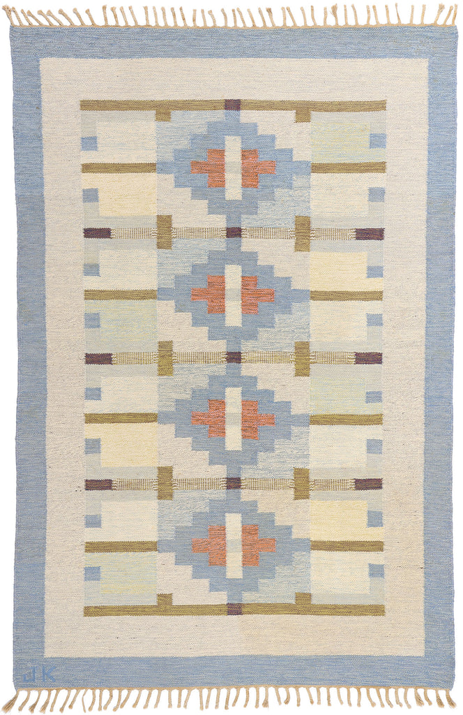 7 x 10 Karin Jonsson Vintage Swedish Rollakan Rug 79025