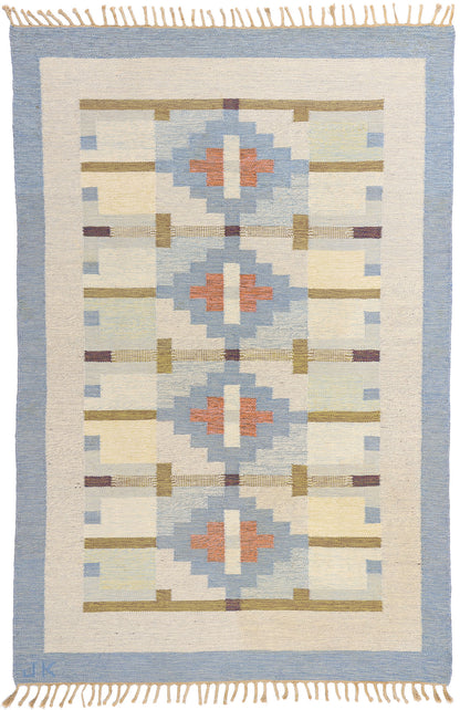 7 x 10 Karin Jonsson Vintage Swedish Rollakan Rug 79025
