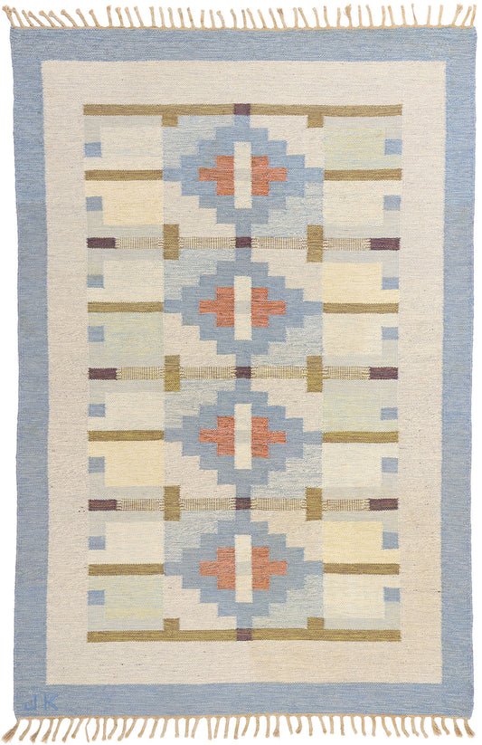 7 x 10 Karin Jonsson Vintage Swedish Rollakan Rug 79025
