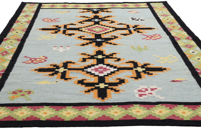 5 x 8 Light Blue Indian Kilim Rug 31352