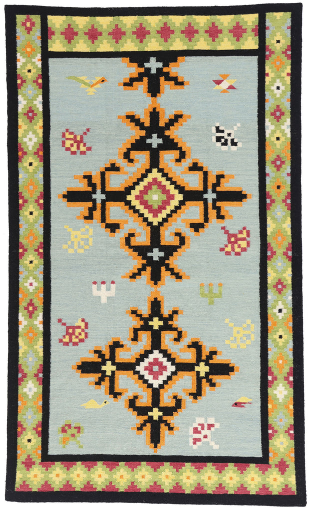 5 x 8 Light Blue Indian Kilim Rug 31352