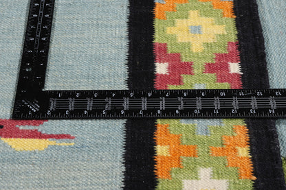 6 x 9 Light Blue Indian Kilim Rug 31351