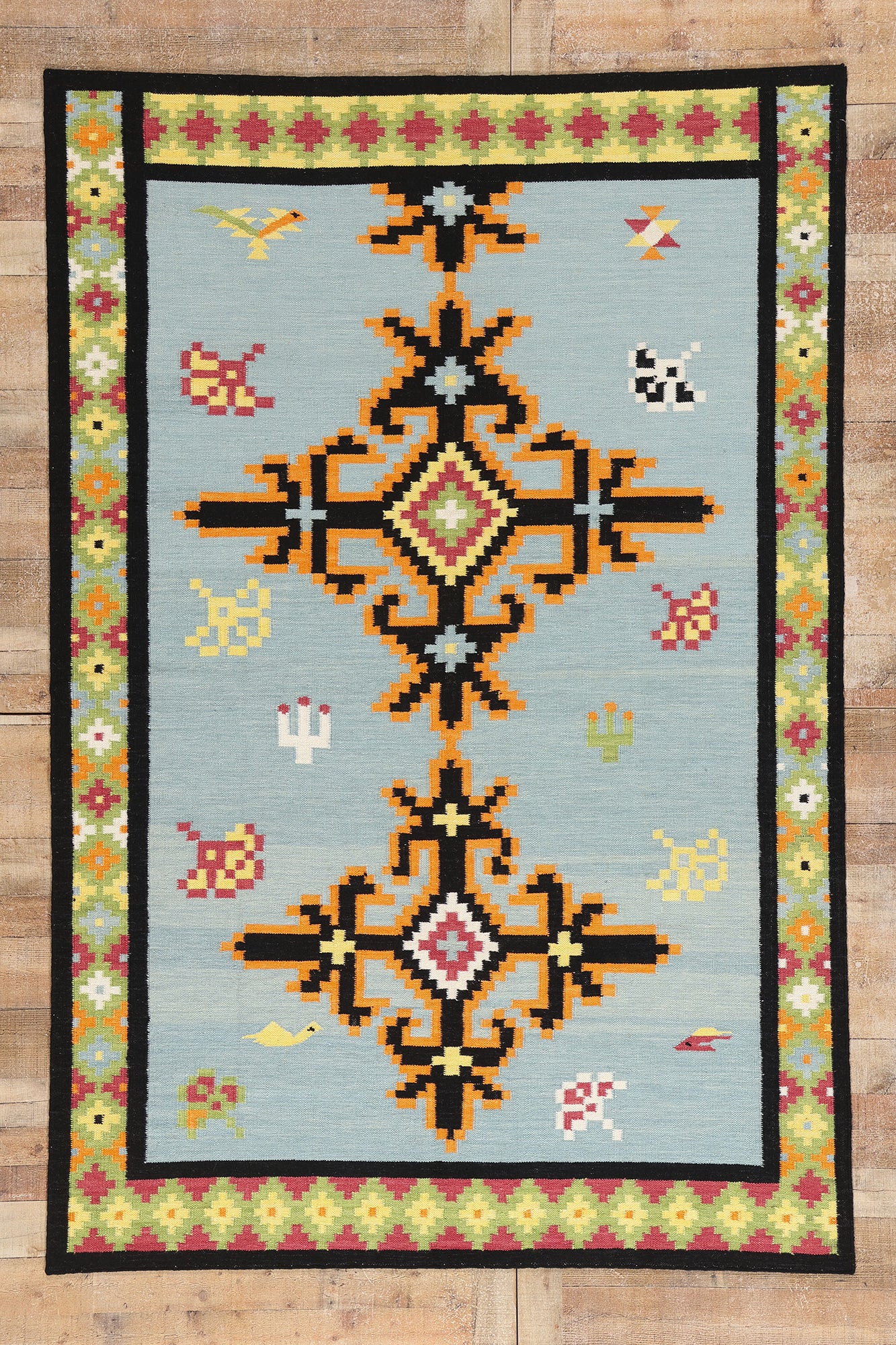 6 x 9 Light Blue Indian Kilim Rug 31351