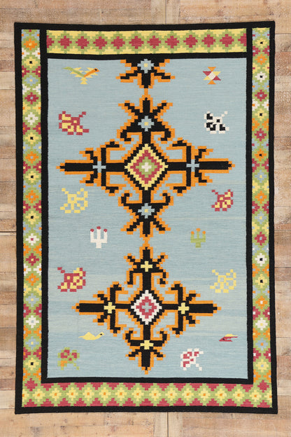 6 x 9 Light Blue Indian Kilim Rug 31351