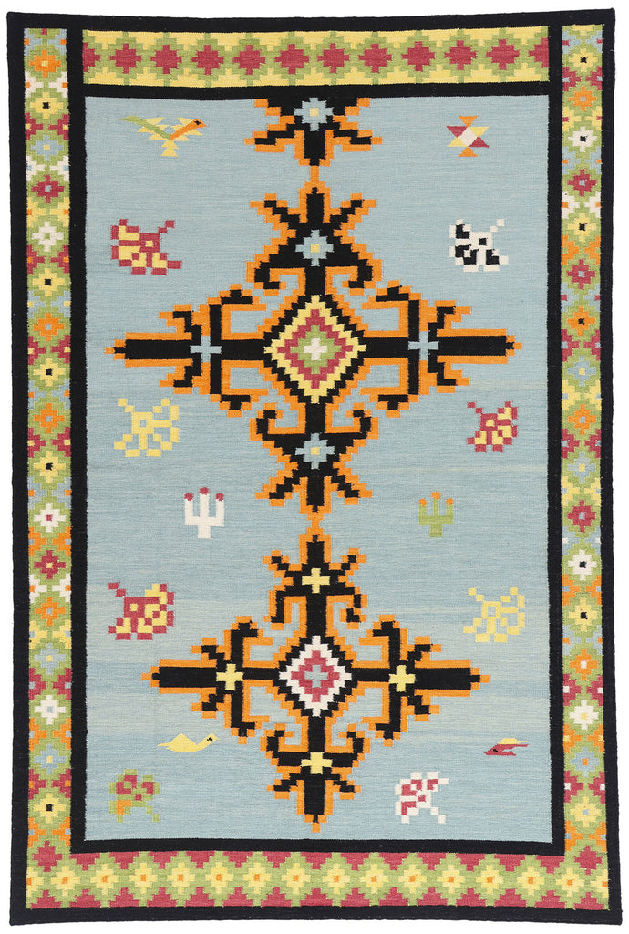 6 x 9 Light Blue Indian Kilim Rug 31351