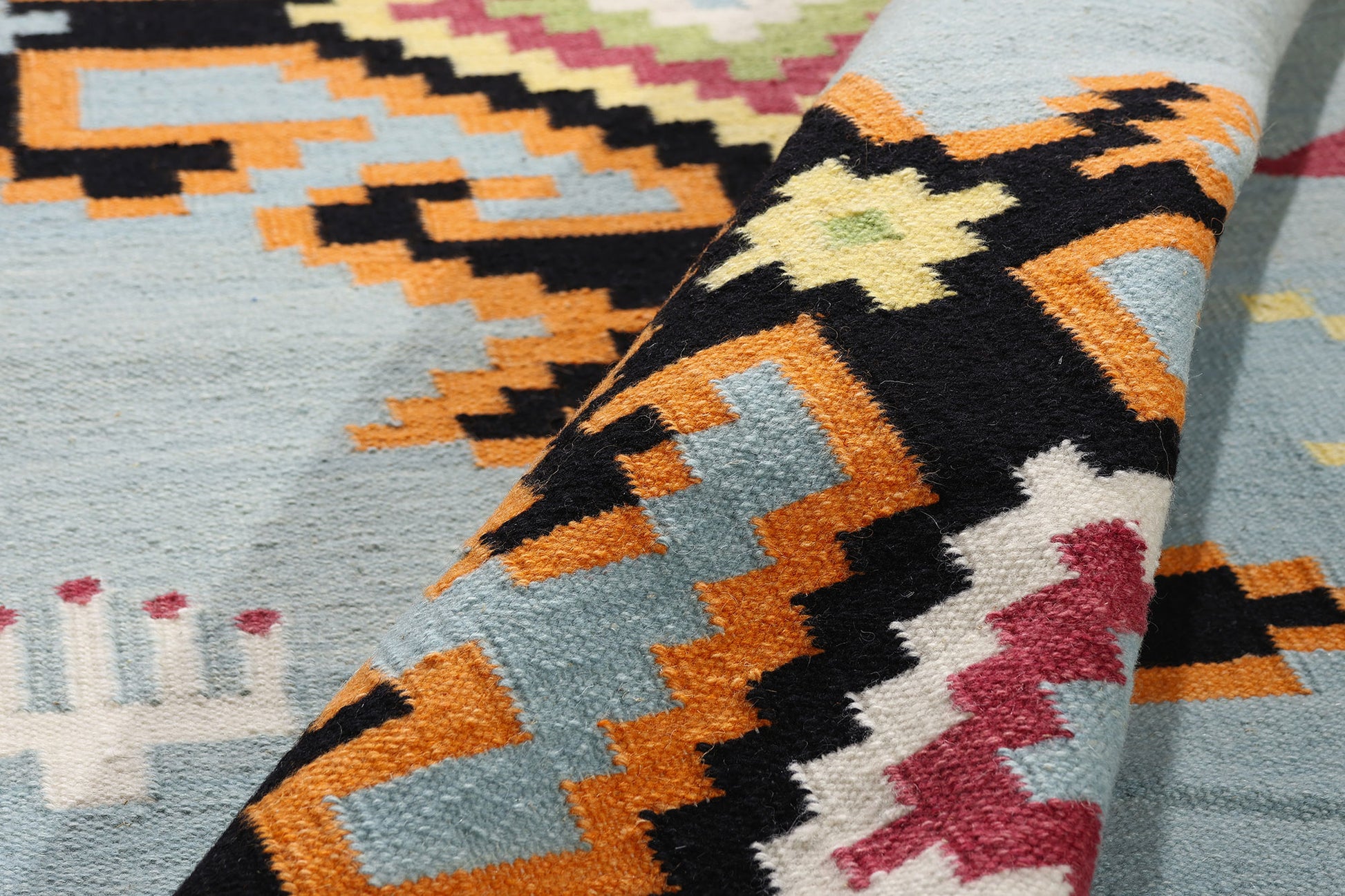 8 x 10 Light Blue Indian Kilim Rug 31350