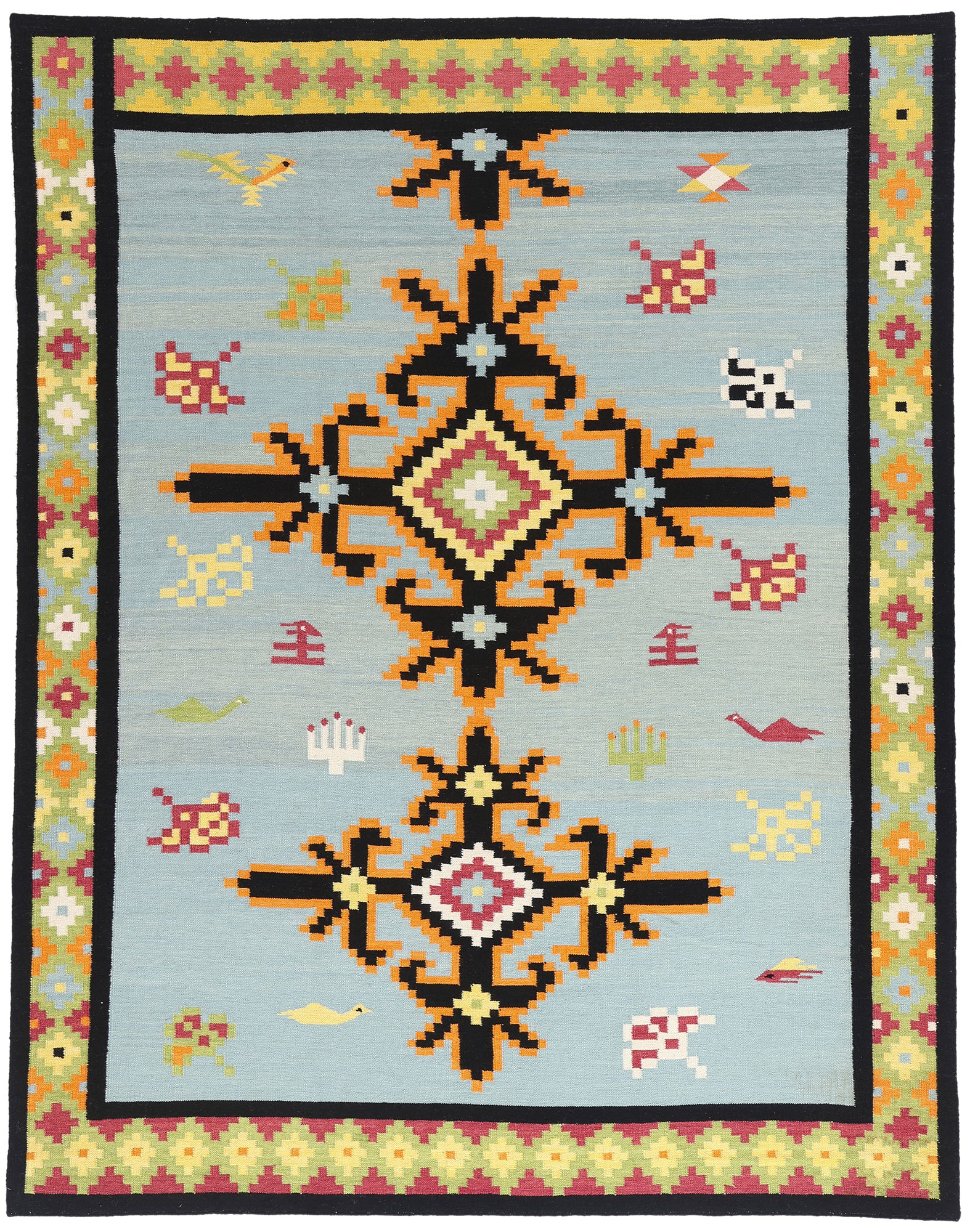 8 x 10 Light Blue Indian Kilim Rug 31350