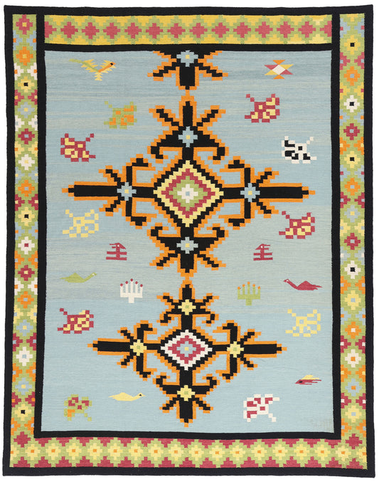 8 x 10 Light Blue Indian Kilim Rug 31350