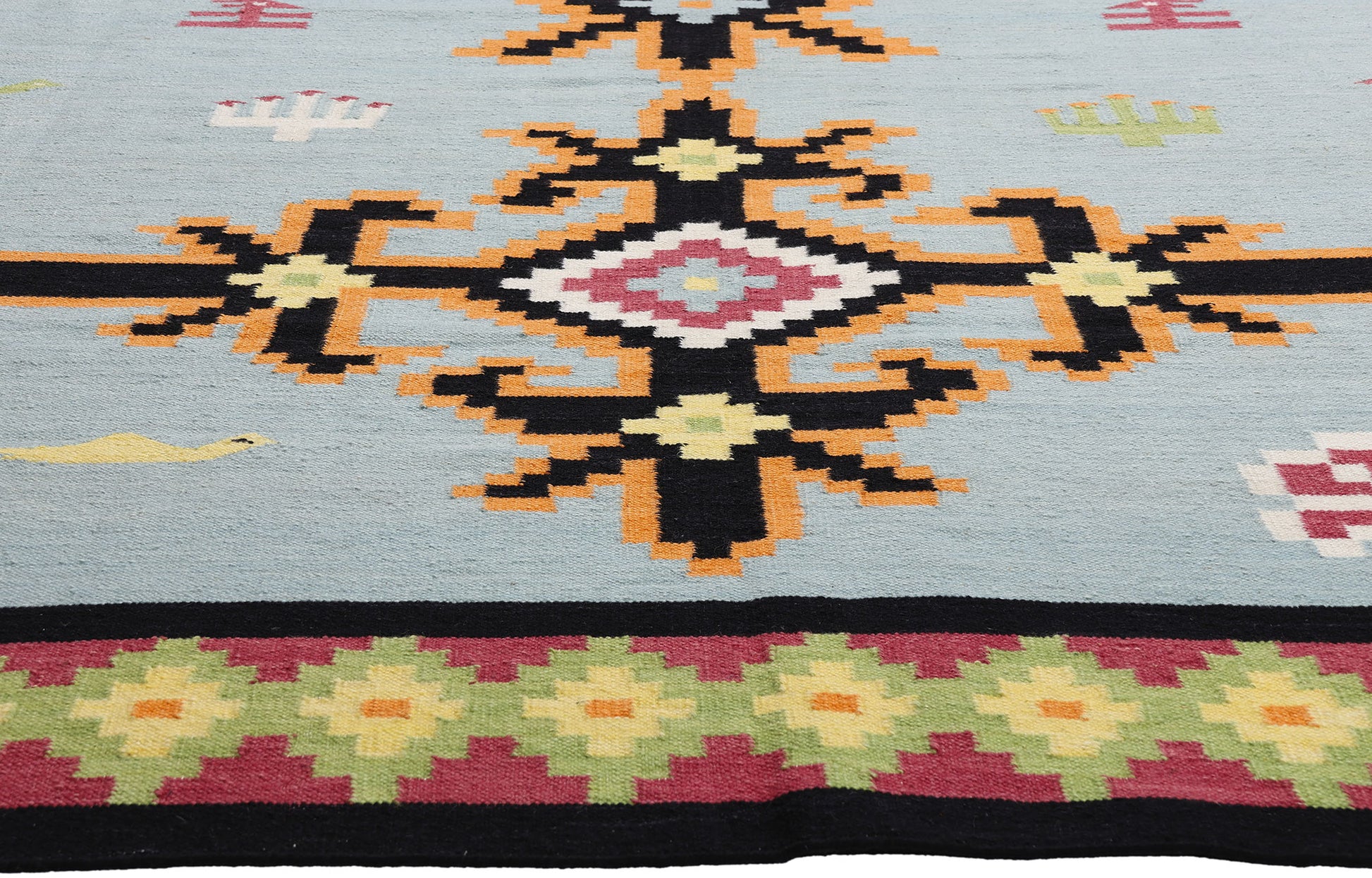 9 x 12 Light Blue Indian Kilim Rug 31349