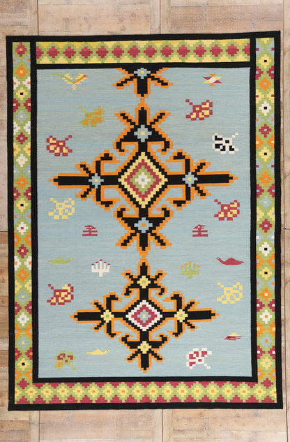 9 x 12 Light Blue Indian Kilim Rug 31349