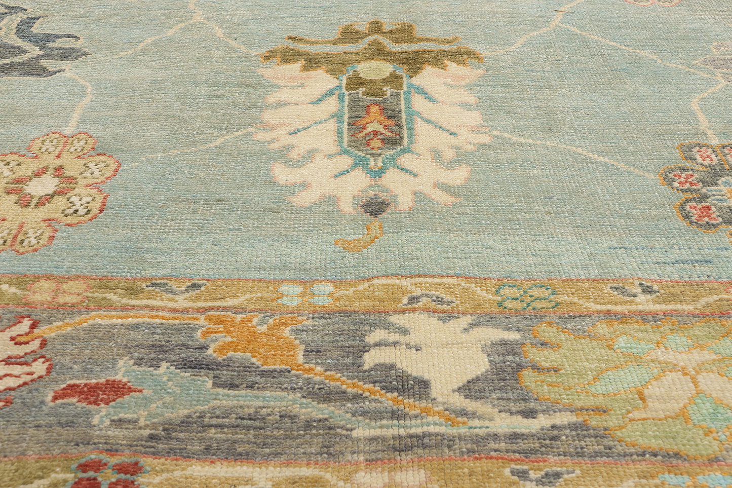 10 x 15 Modern Light Blue Turkish Oushak Rug 53963