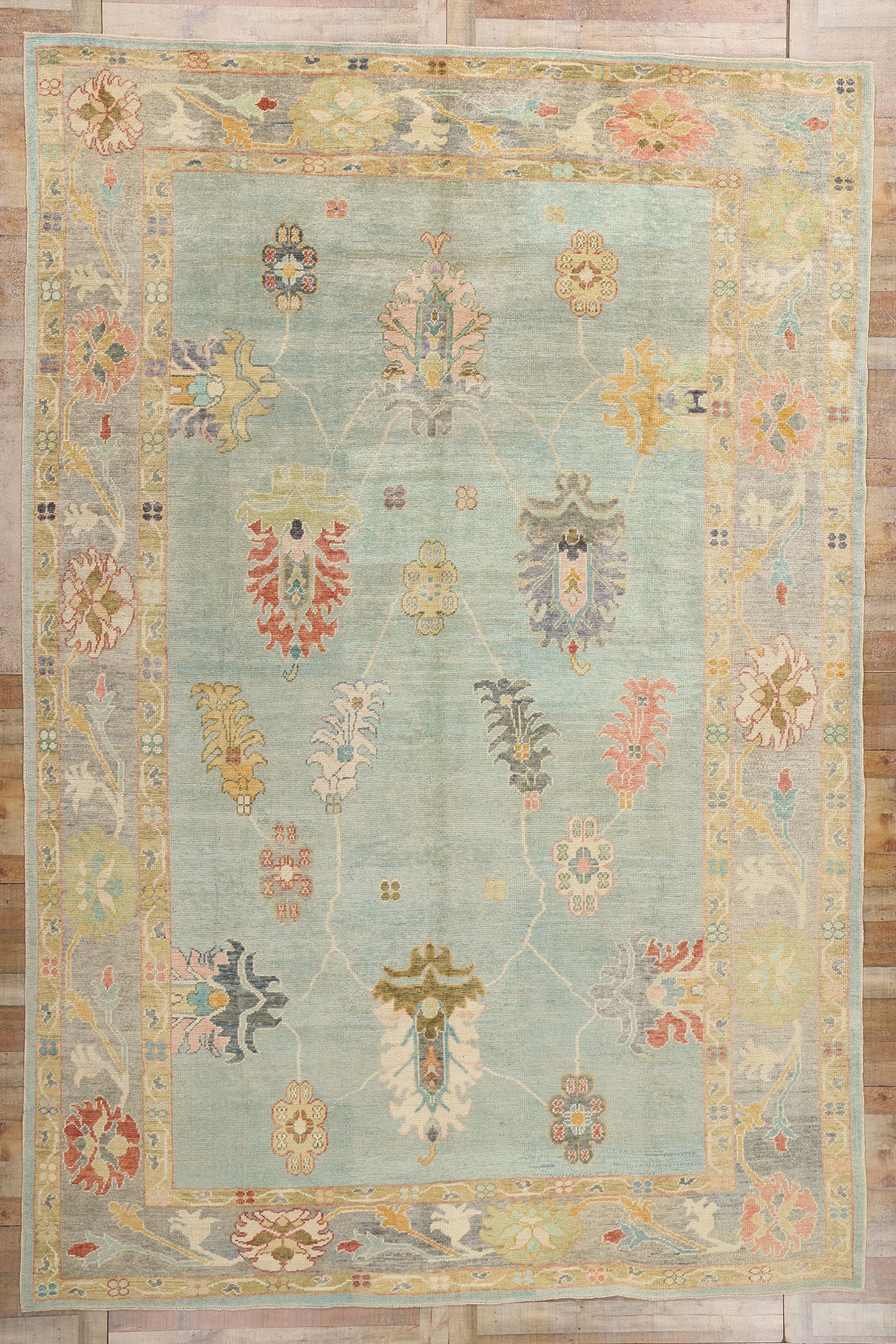 10 x 15 Modern Light Blue Turkish Oushak Rug 53963