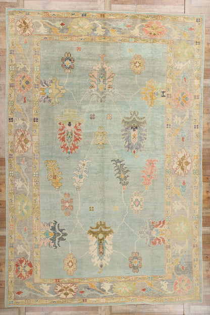 10 x 15 Modern Light Blue Turkish Oushak Rug 53963