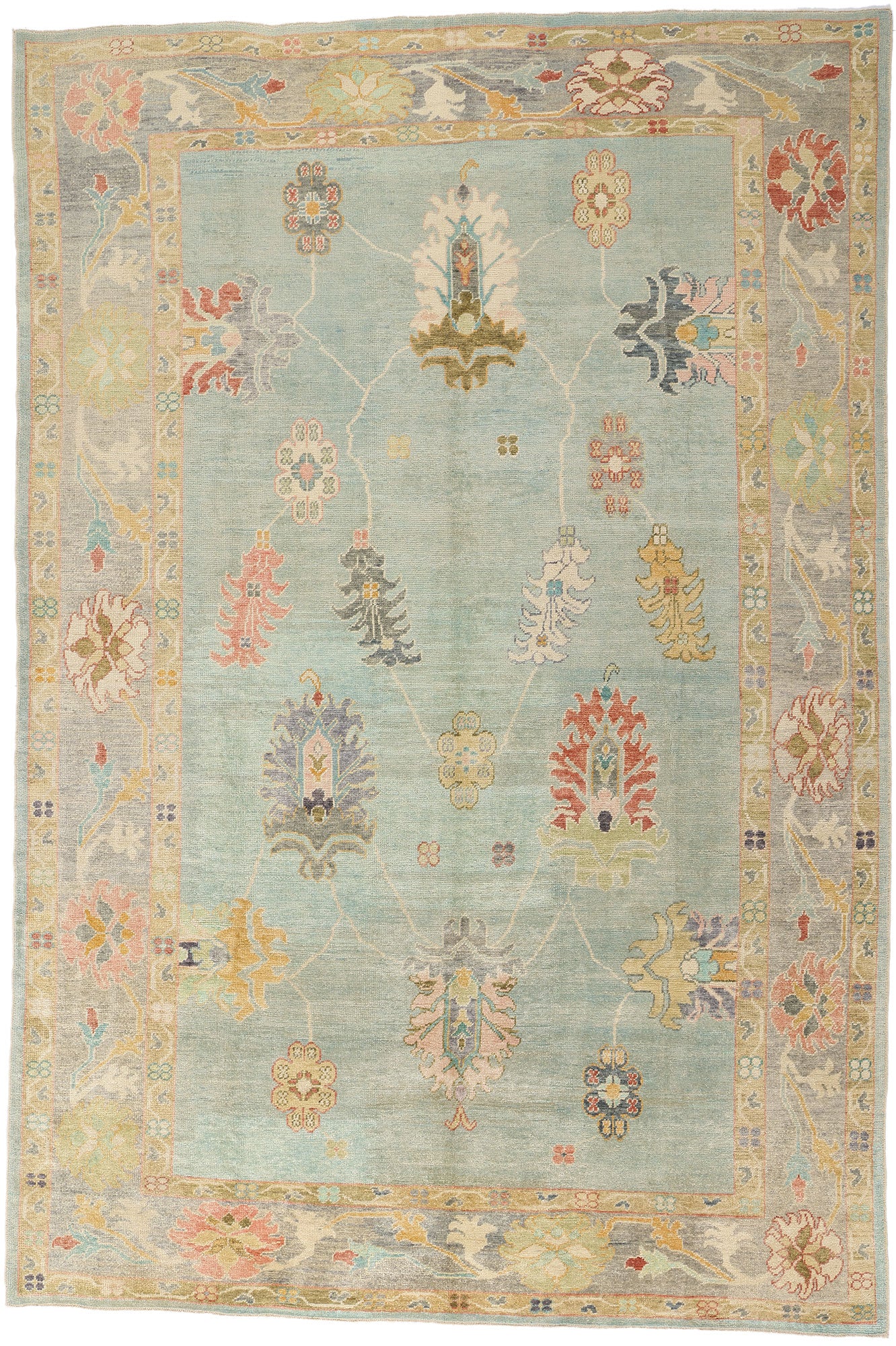 10 x 15 Modern Light Blue Turkish Oushak Rug 53963