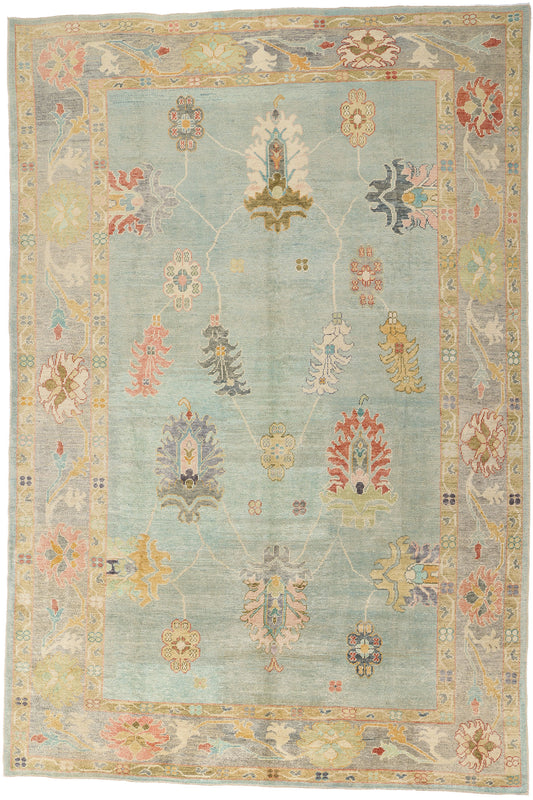 10 x 15 Modern Light Blue Turkish Oushak Rug 53963