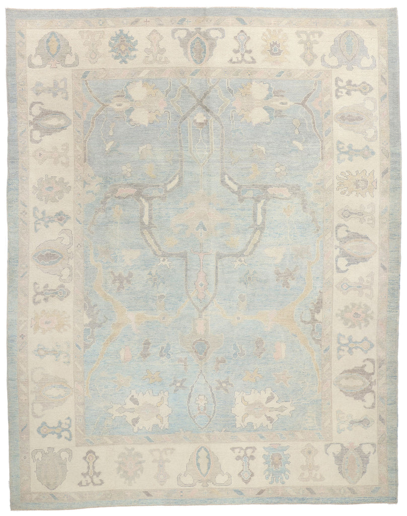 11 x 14 Modern Light Blue Turkish Oushak Rug 53989