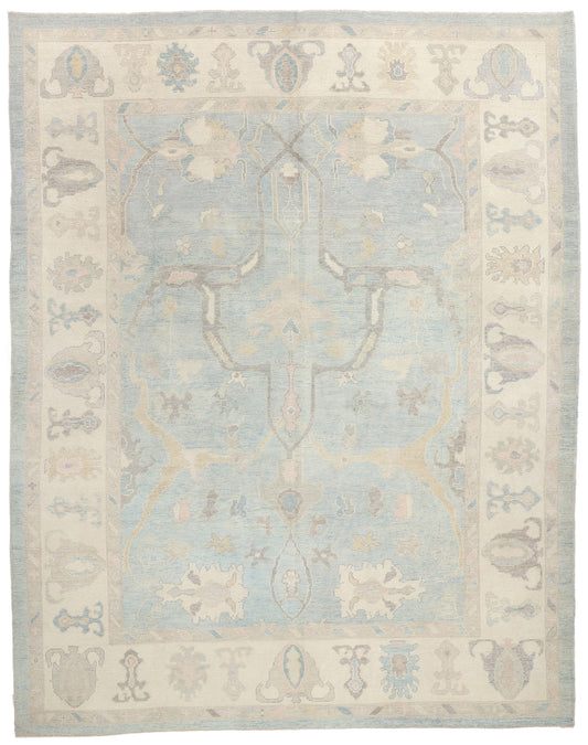 11 x 14 Modern Light Blue Turkish Oushak Rug 53989