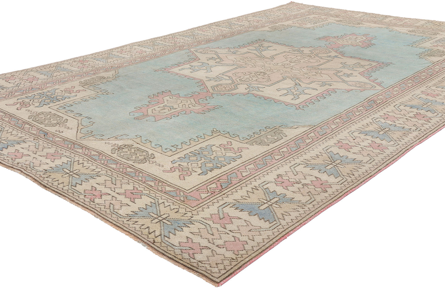 6 x 9 Vintage Pastel Turkish Oushak Rug 53992