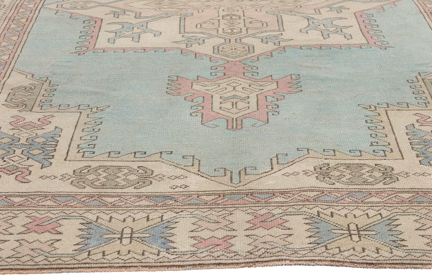 6 x 9 Vintage Pastel Turkish Oushak Rug 53992