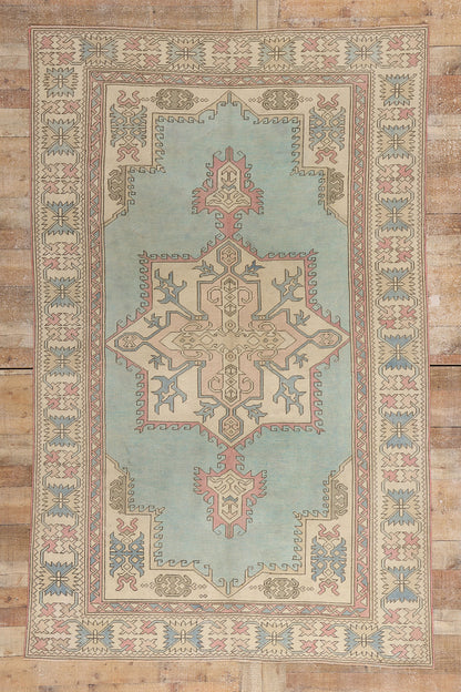 6 x 9 Vintage Pastel Turkish Oushak Rug 53992