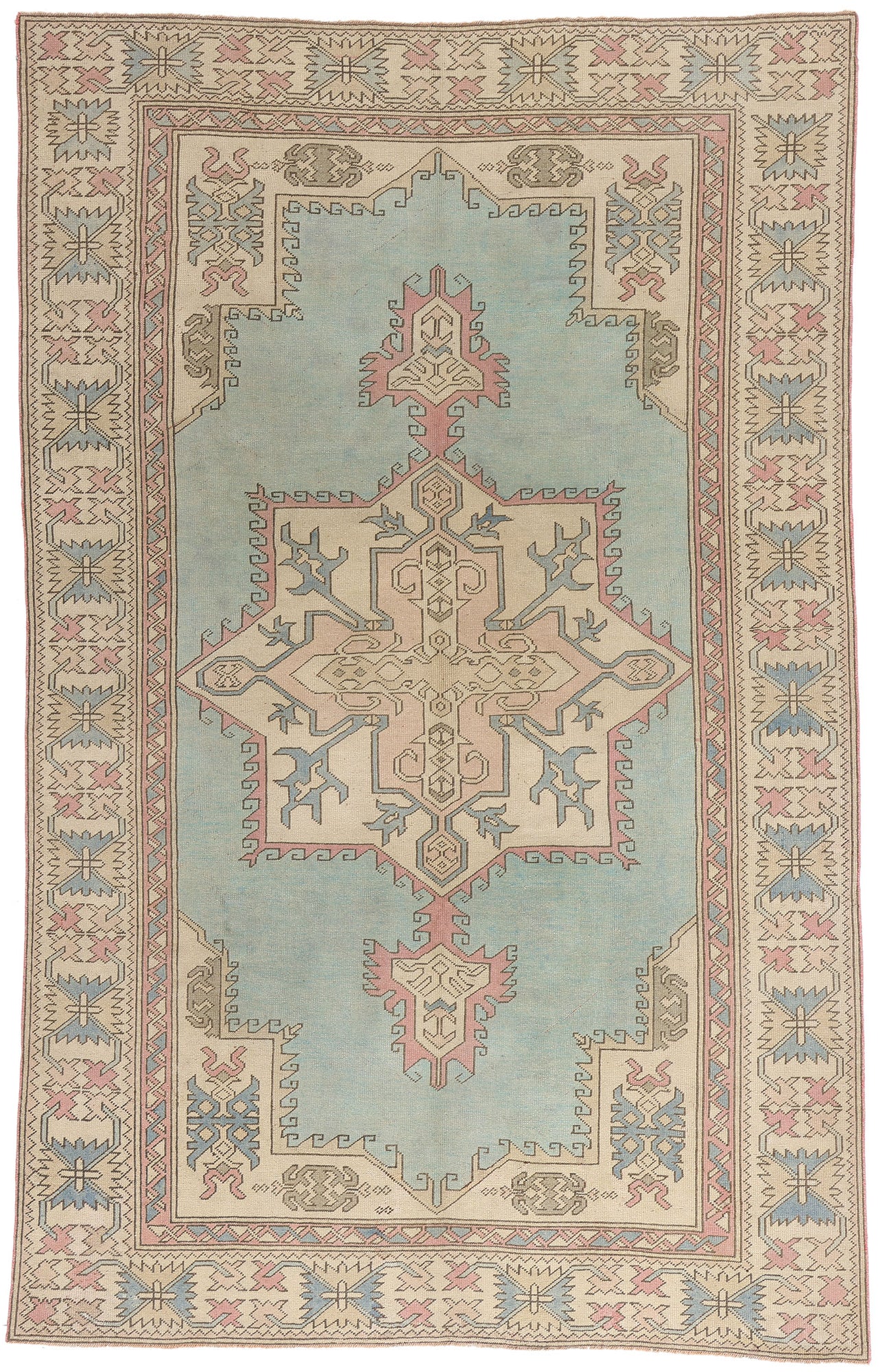 6 x 9 Vintage Pastel Turkish Oushak Rug 53992