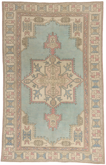 6 x 9 Vintage Pastel Turkish Oushak Rug 53992
