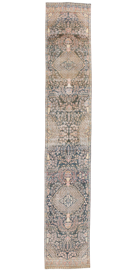 3 x 17 Antique Persian Tabriz Rug 61335