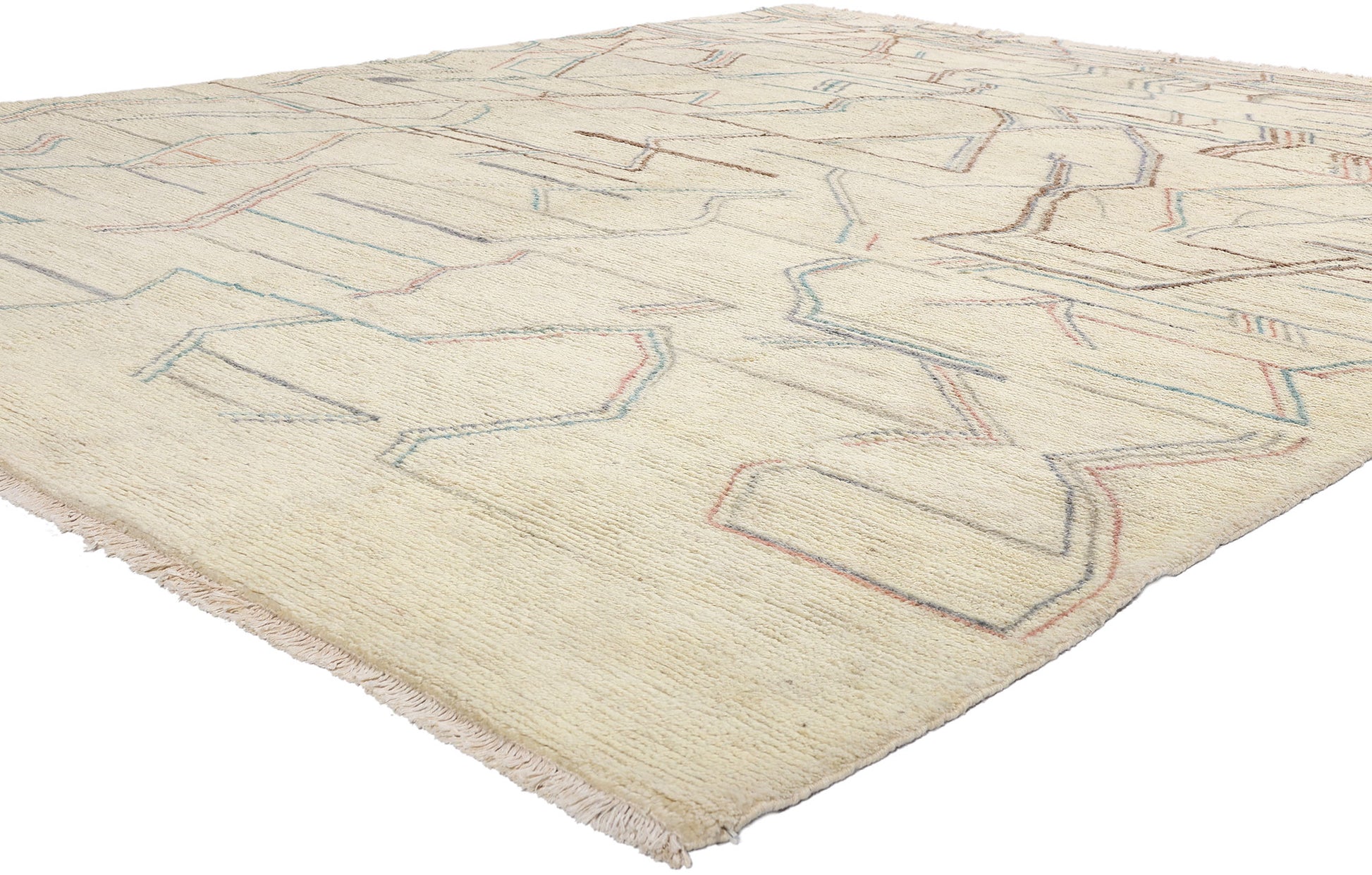 9 x 11 Ivory Modern Bauhaus Moroccan Rug 80287