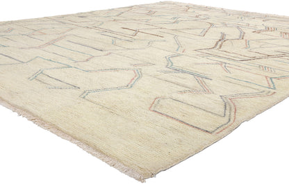 9 x 11 Ivory Modern Bauhaus Moroccan Rug 80287
