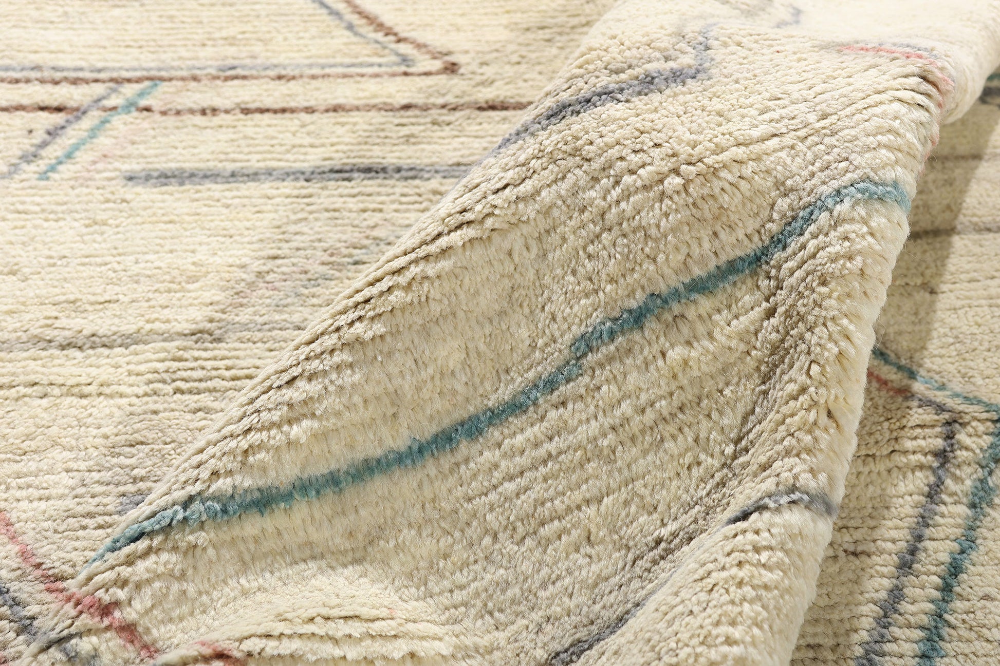 9 x 11 Ivory Modern Bauhaus Moroccan Rug 80287