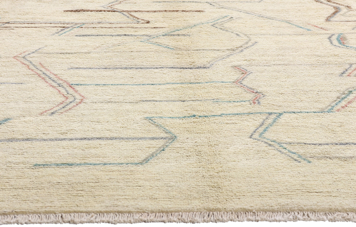 9 x 11 Ivory Modern Bauhaus Moroccan Rug 80287