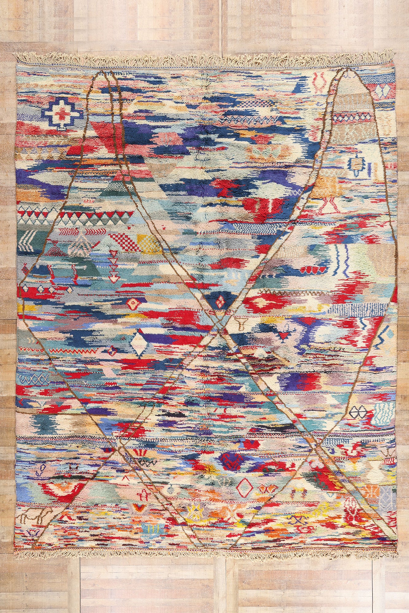 10 x 13 - Multicolor Beni Mrirt Moroccan Rug - 21155