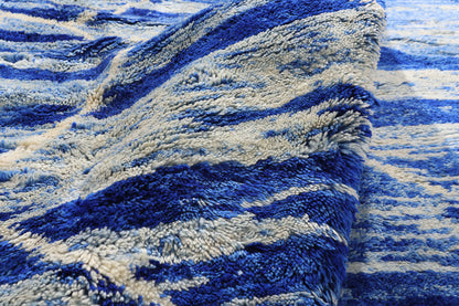 11 x 12 - Blue Modern Beni Mrirt Moroccan Rug - 21151