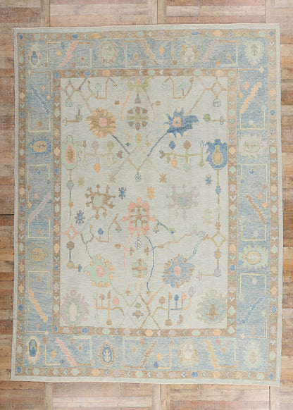 10 x 13 Modern Light Gray Turkish Oushak Rug 54013