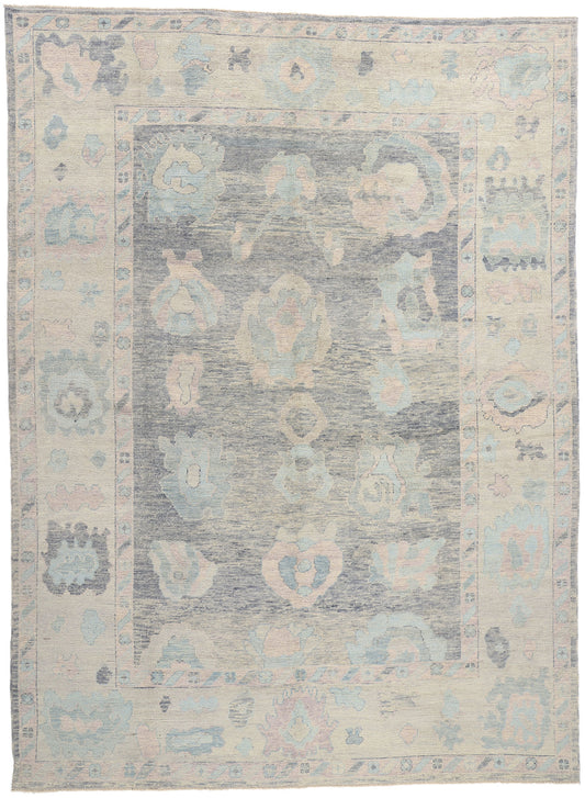10 x 13 Modern Blue Turkish Oushak Rug 53981
