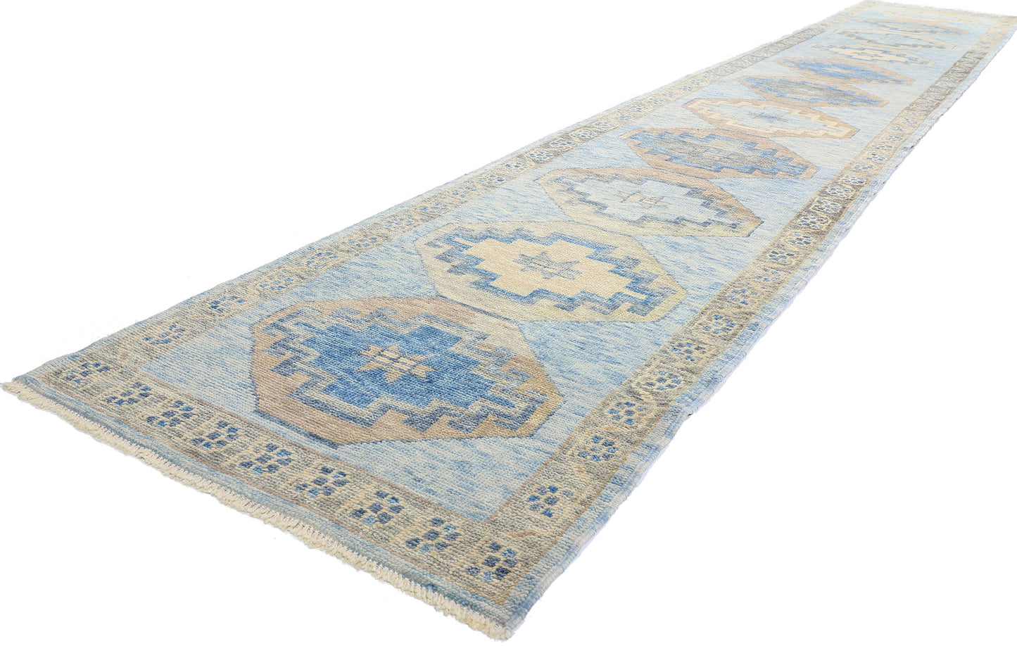 3 x 19 Modern Blue Turkish Oushak Rug 54016