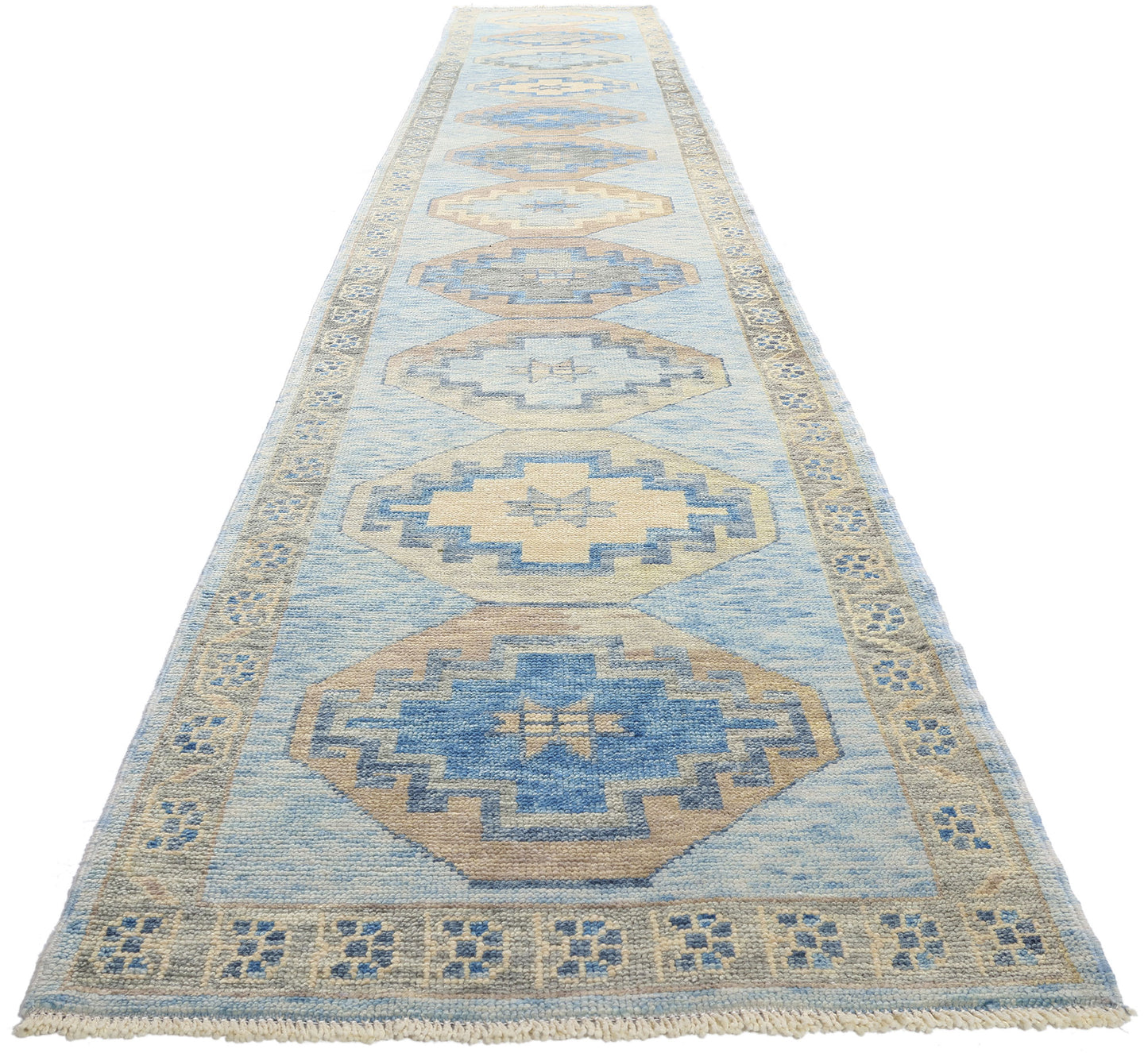 3 x 19 Modern Blue Turkish Oushak Rug 54016