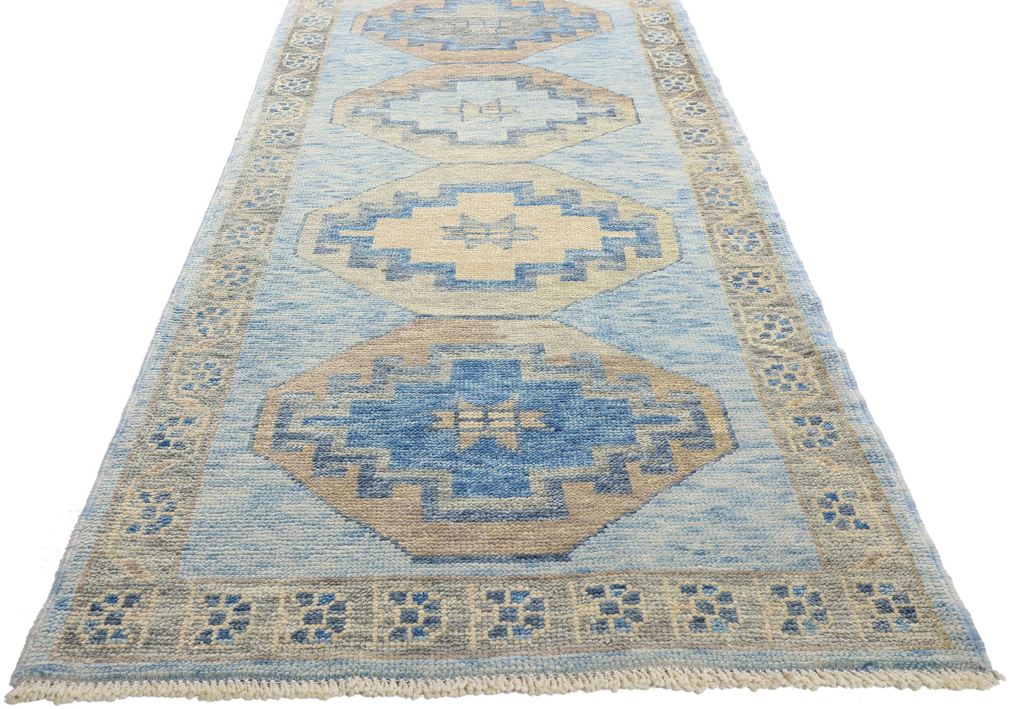 3 x 19 Modern Blue Turkish Oushak Rug 54016