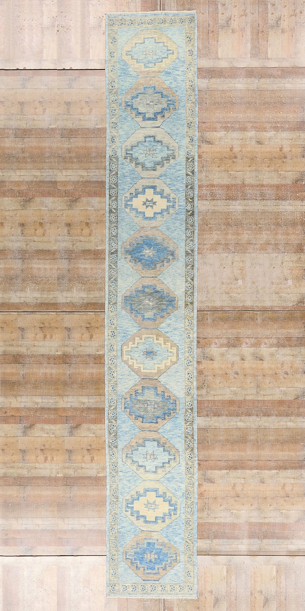 3 x 19 Modern Blue Turkish Oushak Rug 54016