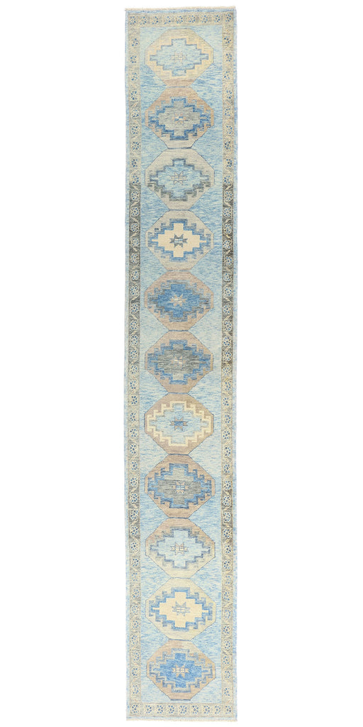3 x 19 Modern Blue Turkish Oushak Rug 54016