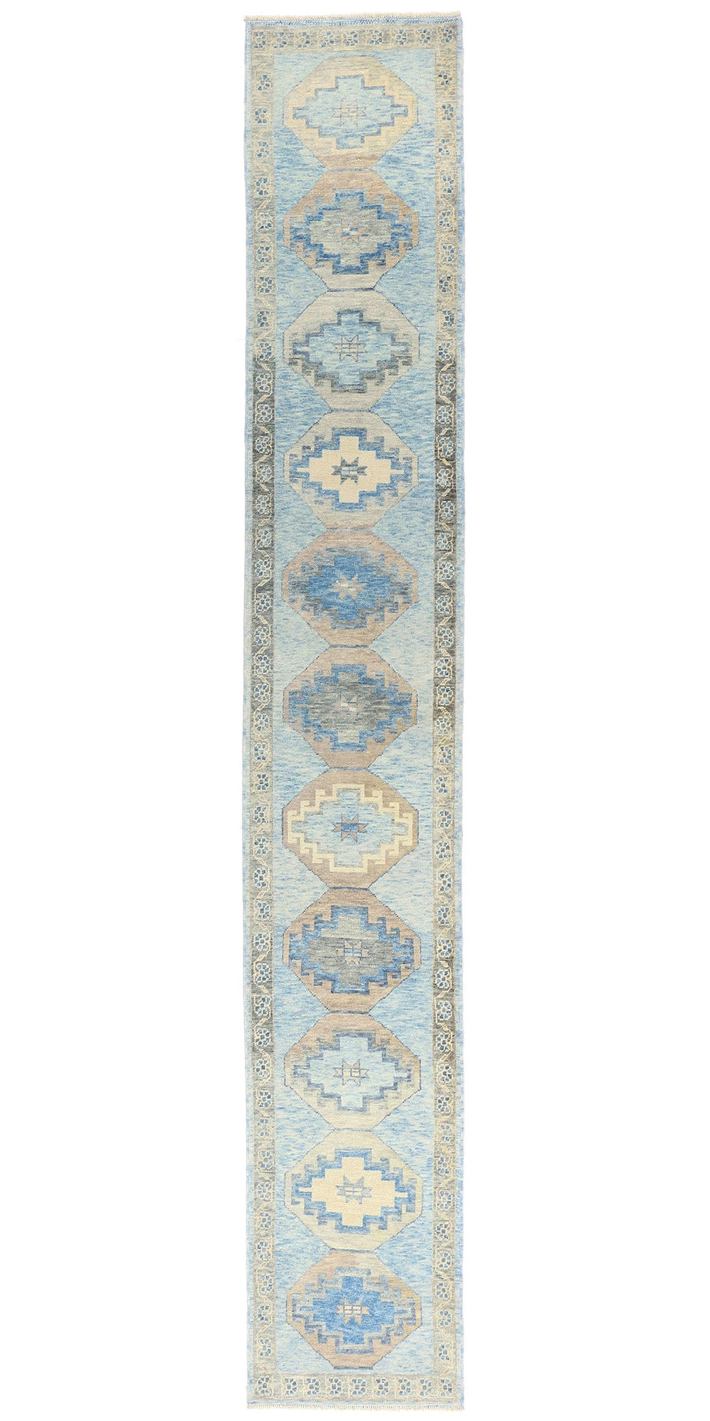 3 x 19 Modern Blue Turkish Oushak Rug 54016