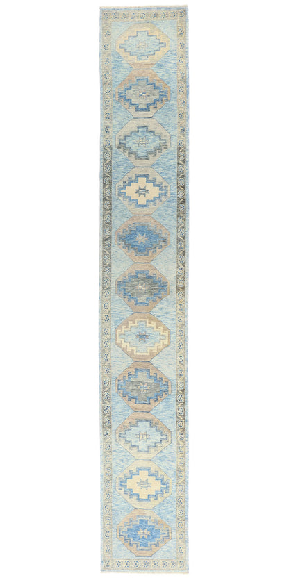 3 x 19 Modern Blue Turkish Oushak Rug 54016
