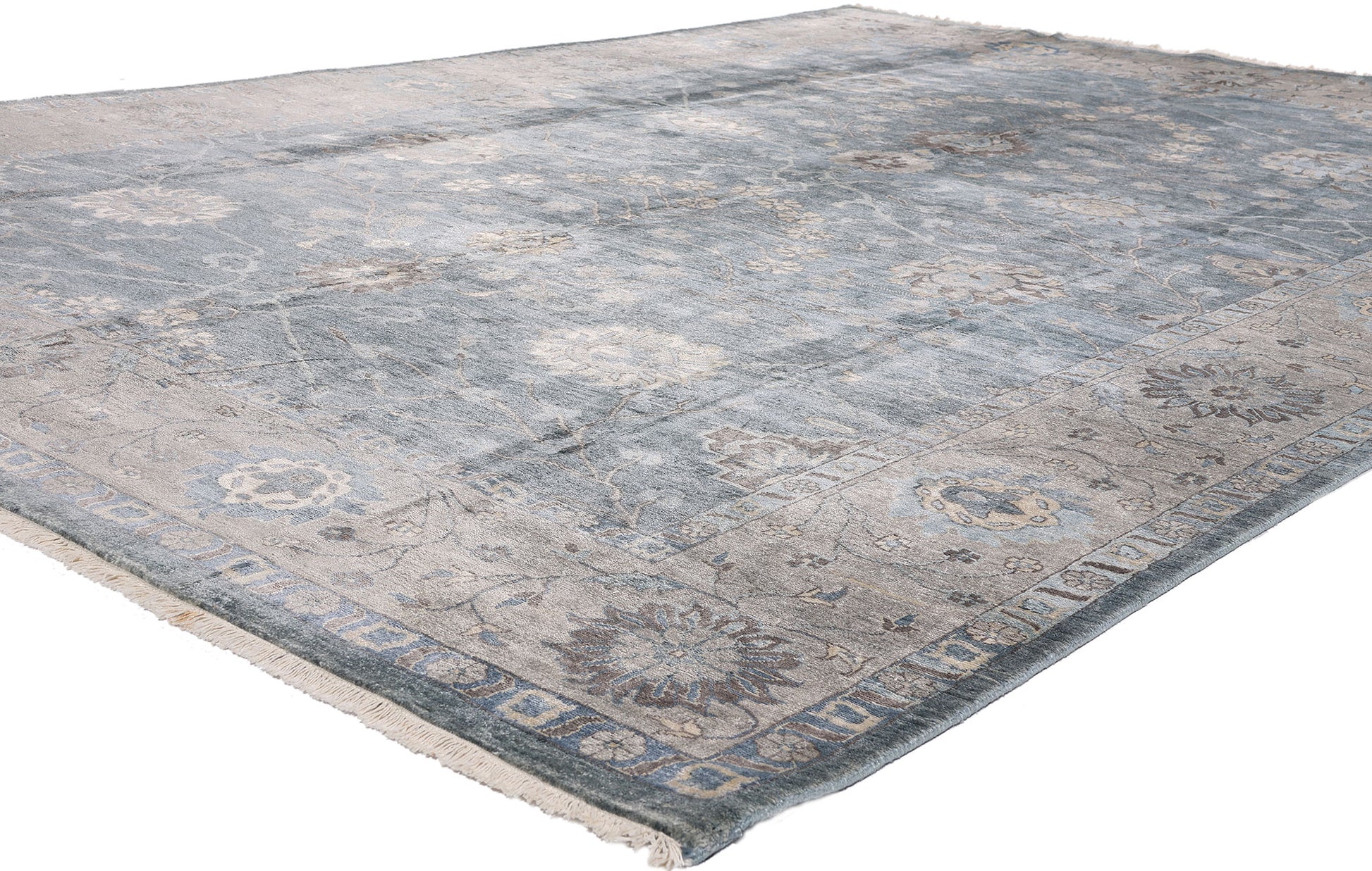 8 x 12 Blue Modern Indian Oushak Rug 30020