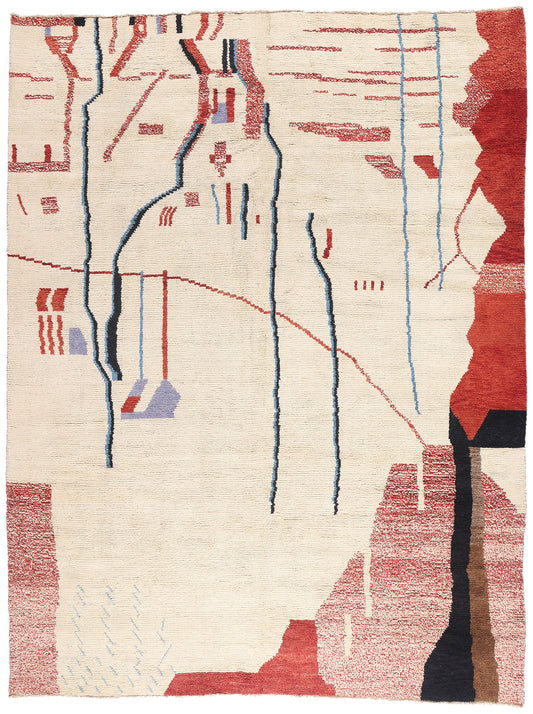 10 x 14 - Red Pakistani Moroccan Rug - 81015