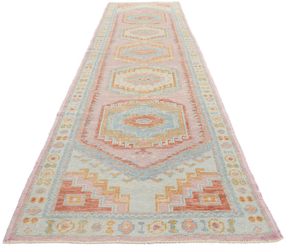 3 x 14 Modern Colorful Turkish Oushak Rug 54009