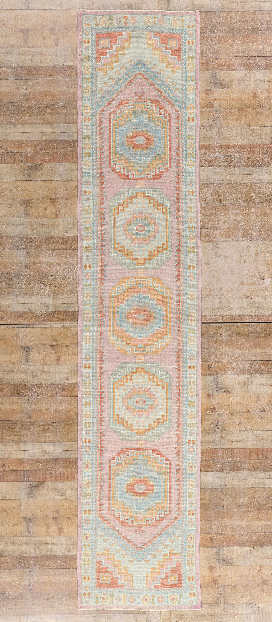 3 x 14 Modern Colorful Turkish Oushak Rug 54009
