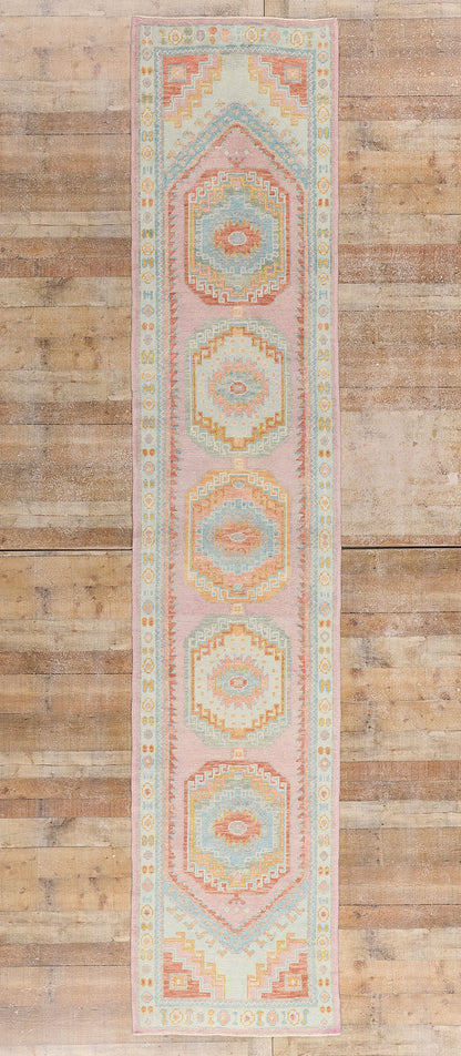 3 x 14 Modern Colorful Turkish Oushak Rug 54009